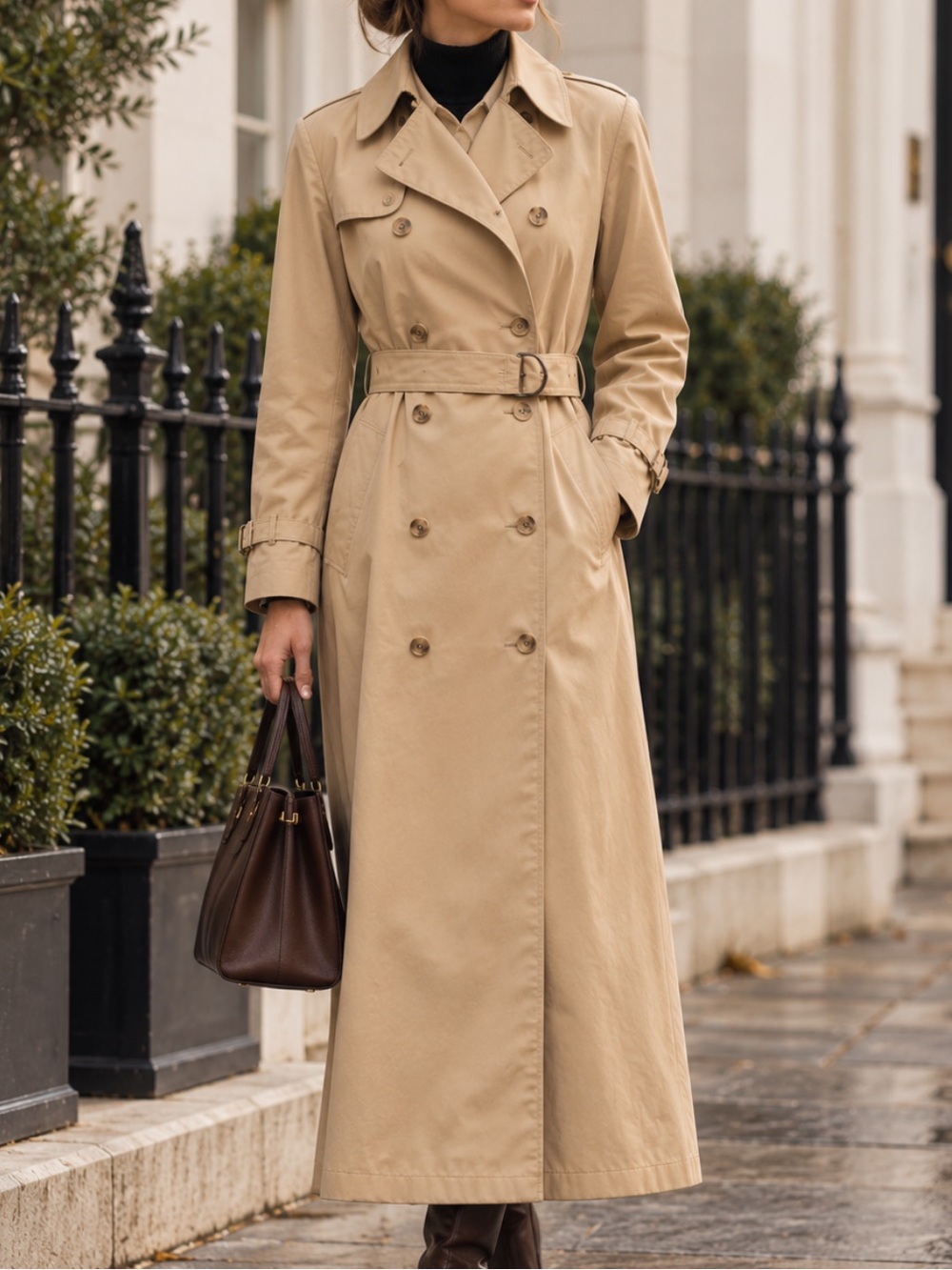 Vintage London Fog Maincoats Tan Belted Trench Coat Wool Plaid Lined